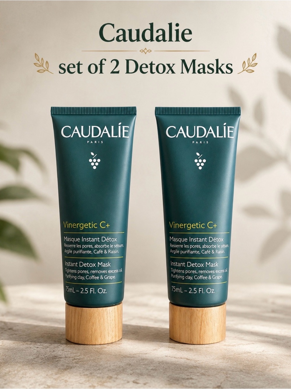 Set of 2 pc Caudalie Vinergetic C+ Instant Detox Mask 2.5 fl oz/ea